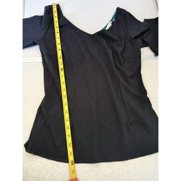 Boden Black 3/4 Sleeve Casual Top V Neck Size US 10 Minimalist Capsule Basic - Picture 8 of 16